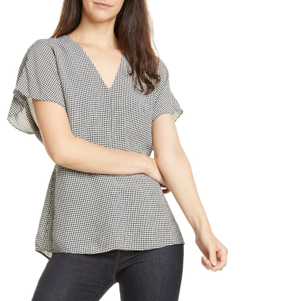 🎁 Lewit Black White Gingham Blouse